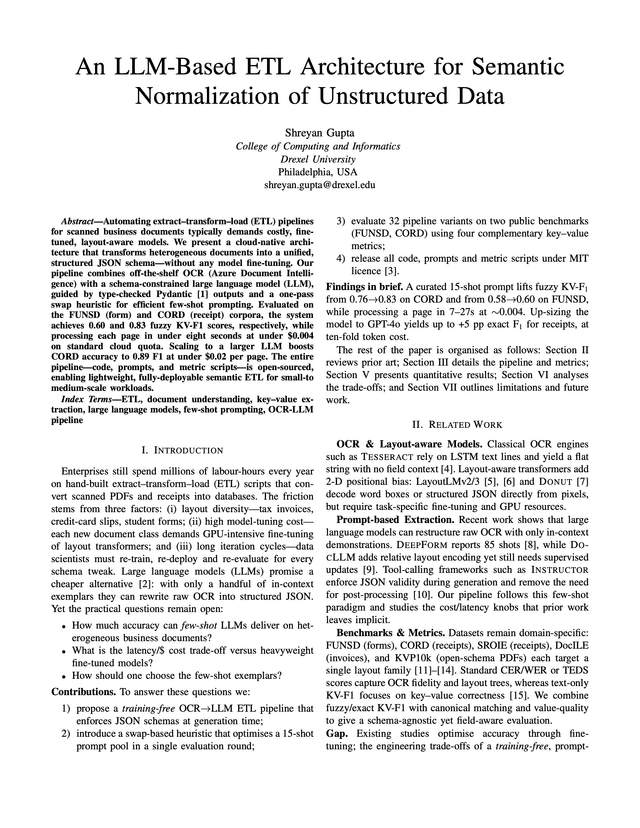 An LLM-Based ETL Architecture for Semantic Normalization of Unstructured Data